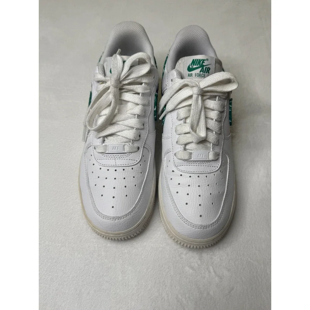 Nike Air Force 1 07 Essential Green Paisley Womens 8 White Sneakers DH4406-102